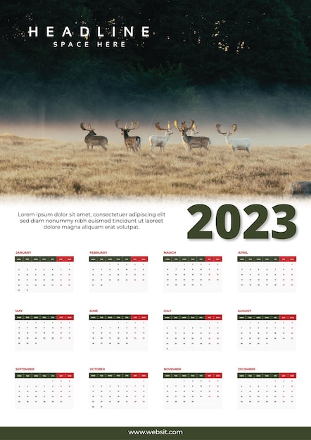 2023 years all month vector simple layout desk Calendar