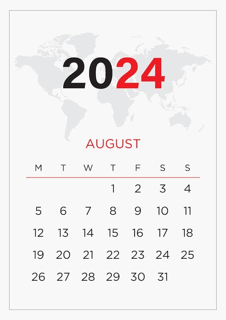 2024 Calendar Design 12 Month Calendar Clean Modern Layout Pleasant Color Combination