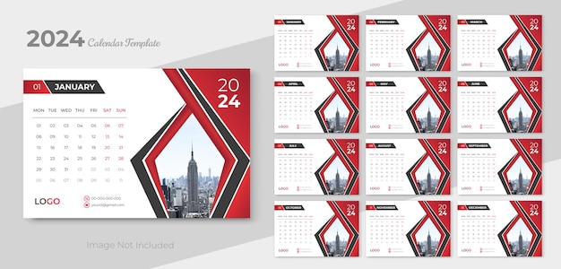 2024 calendar design template for happy new year