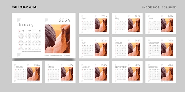 2024 calendar template design in a modern elegant style