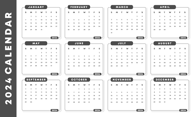 2024 calendar template vector