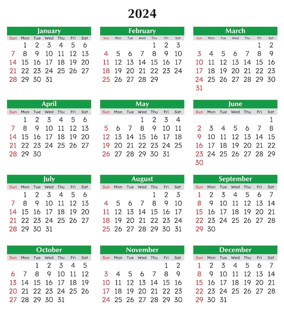 2024 calendar vertical Modern vector illustration Plan your year with style