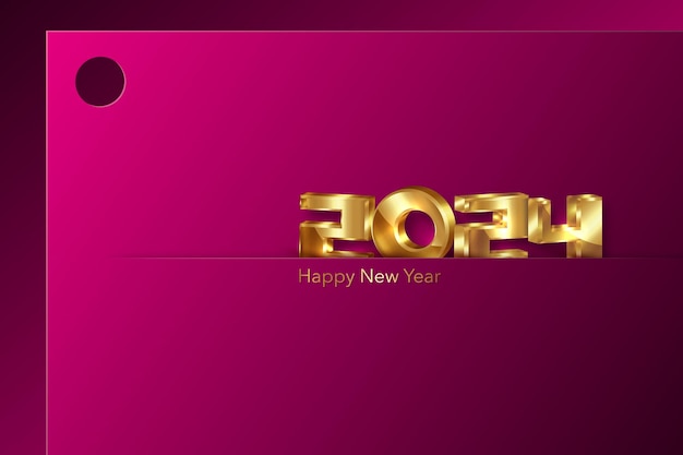 2024 golden 3D numbers Happy New Year banner Christmas theme Holiday fashion design card