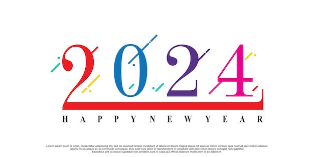 2024 happy new year logo design premium vector