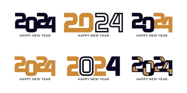 2024 happy new year logo design template vector illustration with unique modern concept