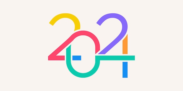 Vector 2024 happy new year logo design vector colorful and interconnected new year 2024 design template