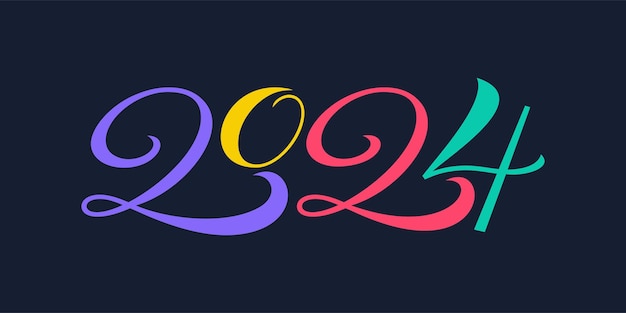 Vector 2024 happy new year logo design vector colorful and trendy new year 2024 design template