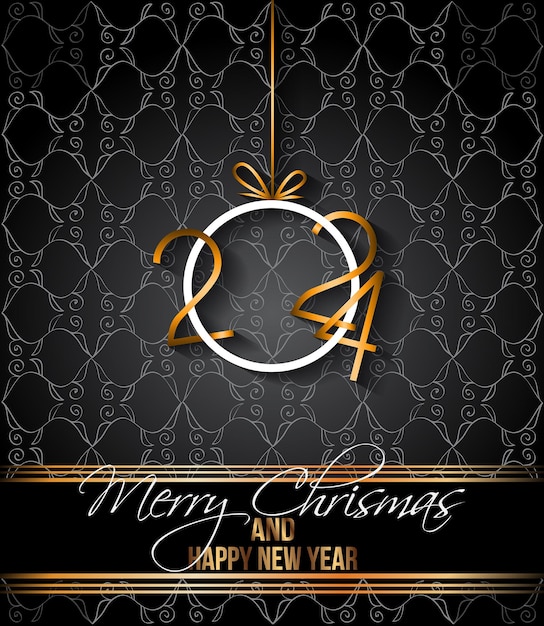 Vector 2024 happy new year and merry christmas background for your seasonal invitations greetings cards