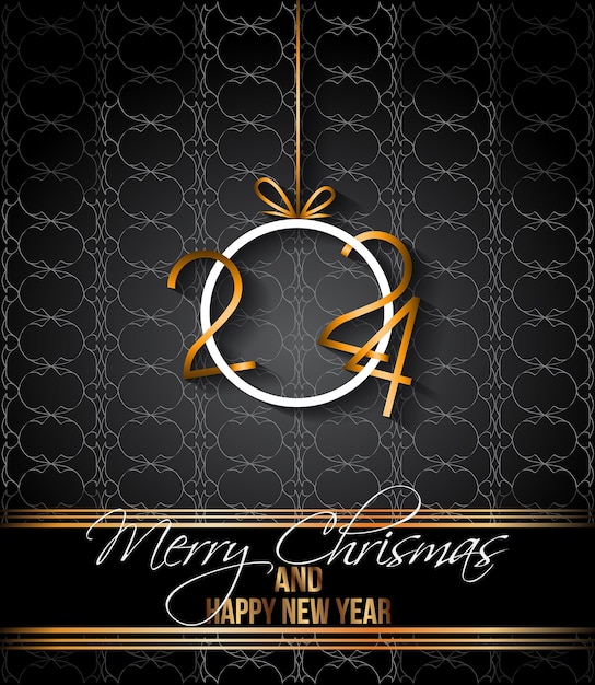 Vector 2024 happy new year and merry christmas background for your seasonal invitations greetings cards