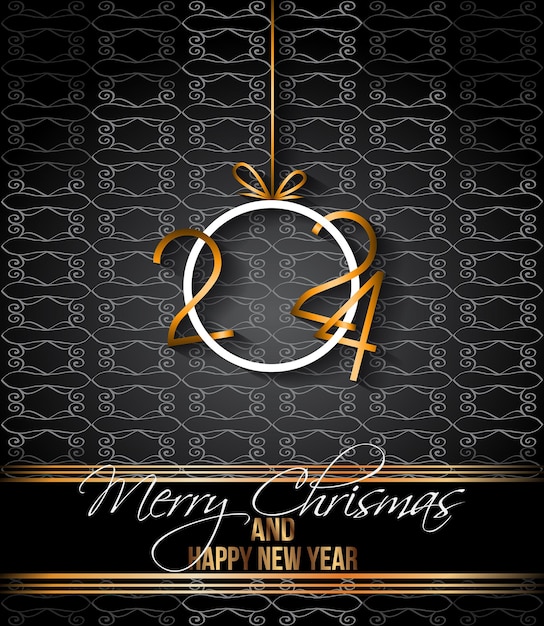 Vector 2024 happy new year and merry christmas background for your seasonal invitations greetings cards