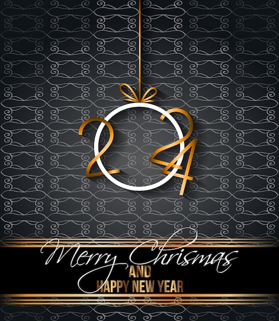 Vector 2024 happy new year and merry christmas background for your seasonal invitations greetings cards