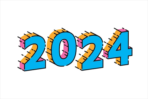 2024 Happy New Year Number Design Template