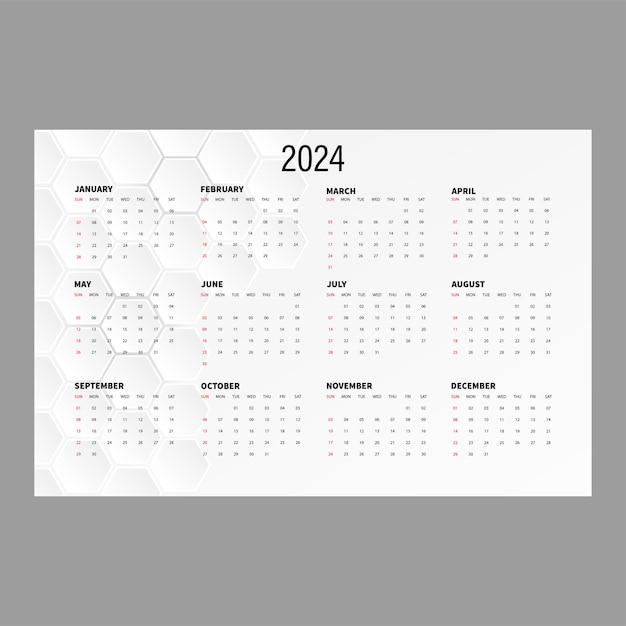 2024 New year Calendar template for official stetionery