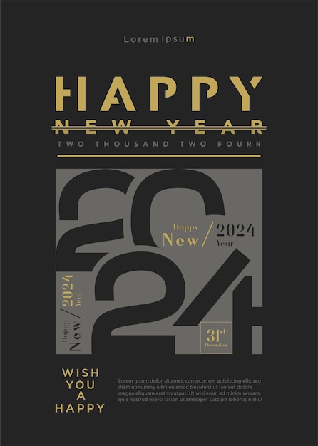 Vector 2024 new year celebration with number concept cut out background vector premium designs