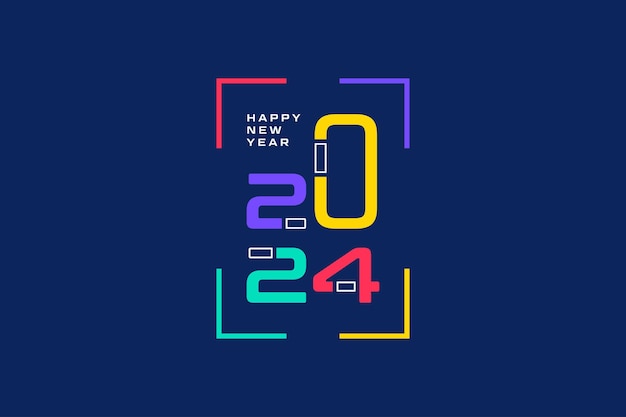 2024 new year logo design with truncated and colorful numbers