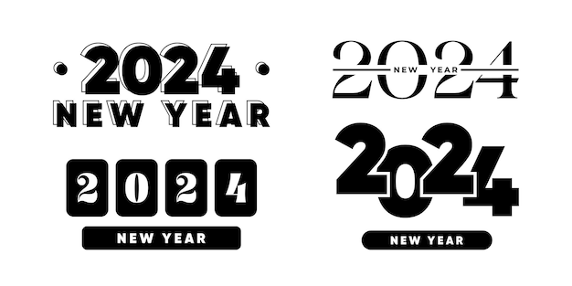 2024 new year logo text design set 2024 number design template Calendar simple icon