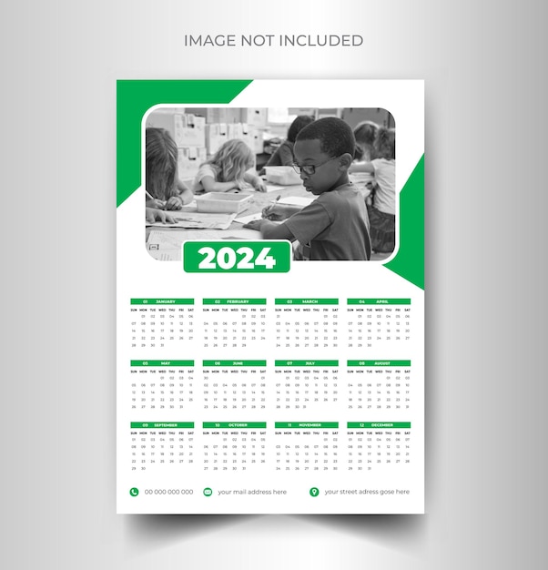 2024 new year modern business colorful wall calendar design template