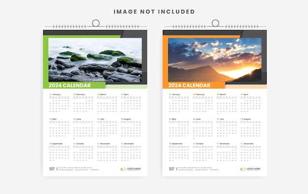 Vector 2024 one page colorful wall calendar template design