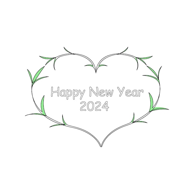 2024 year lettering in single line art One continuous line drawing Vector illustration happy new