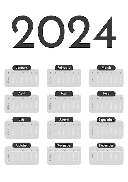 Vector 2024 year wall calendar layout week starts on sunday calender template a3 format vectorxa