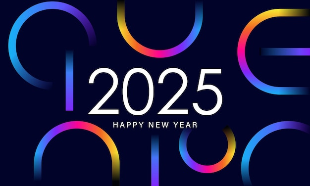 Vector 2025 happy new year background design greeting card banner poster vector illustration