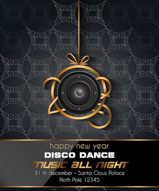 Vector 2025 happy new year disco club flyer with colorful elements ideal for poster and music background