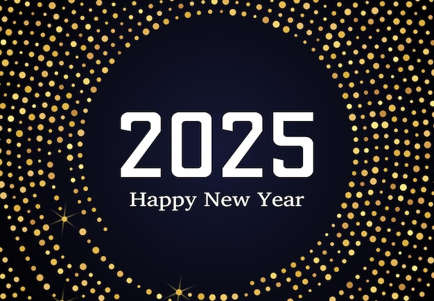 Vector 2025 happy new year of gold glitter pattern