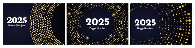 Vector 2025 happy new year of gold glitter pattern