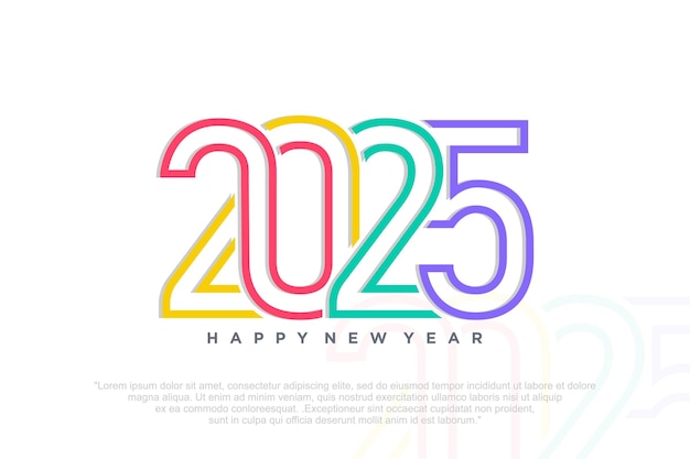 2025 Happy New Year logo design colorful and trendy new year 2025 design template