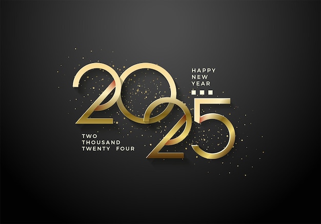 2025 Logo with numbers shiny luxury gold colored Latest vector designs and unique numbers