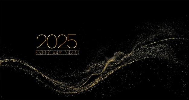 Vector 2025 new year abstract shiny color gold wave design element