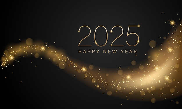 Vector 2025 new year abstract shiny color gold wave design element