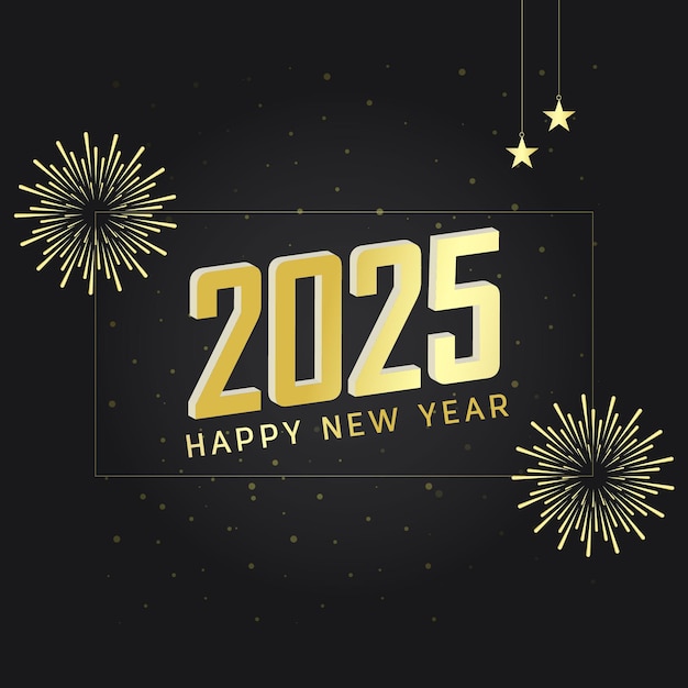 Vector 2025 new year celebration card on black background