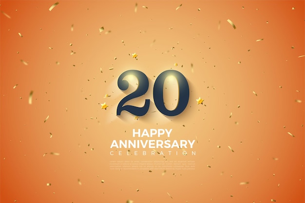 20sth anivversary background with embossed and glowing 3D numbers