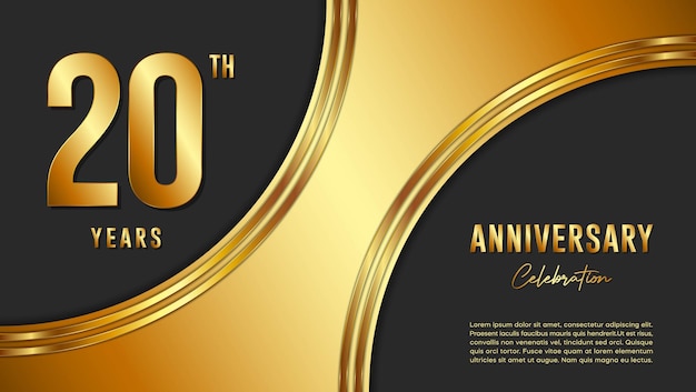 20th Anniversary Celebration template design with gold background and numbers Vector Template