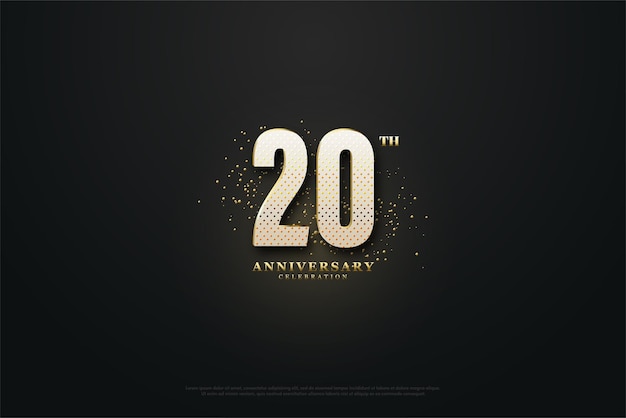 20th Anniversary with shining numbers and gold dots illustration