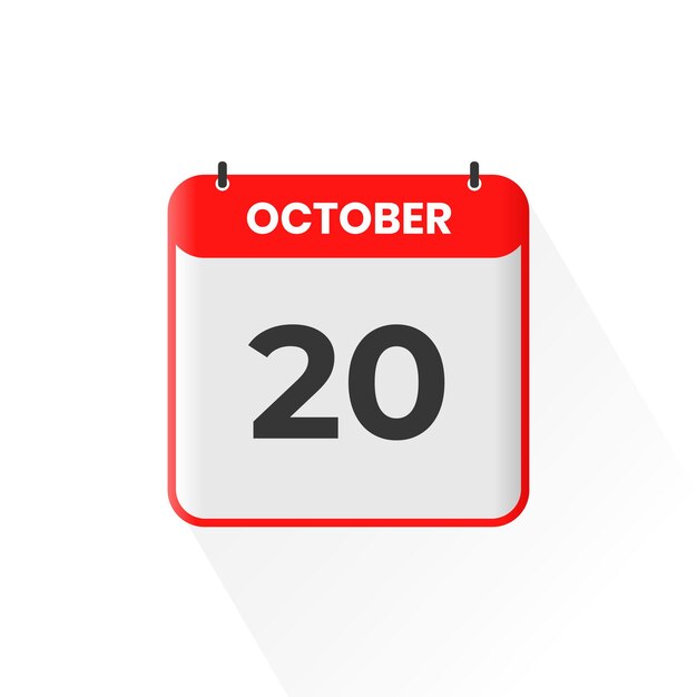 Vector 20th october calendar icon october 20 calendar date month icon vector illustrator