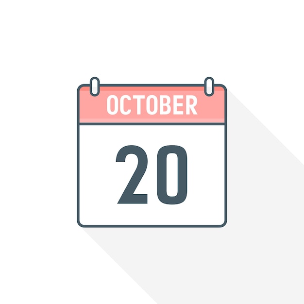 Vector 20th october calendar icon october 20 calendar date month icon vector illustrator