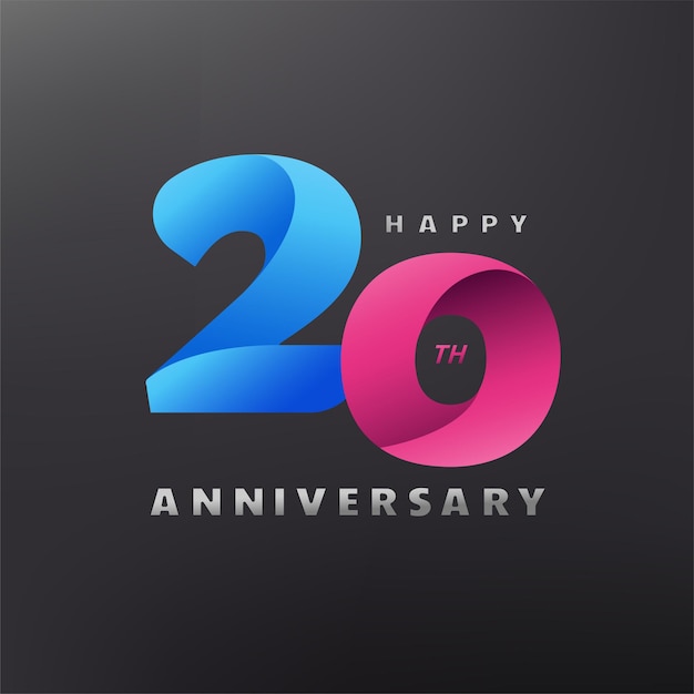 Vector 20th years anniversary colorful logo