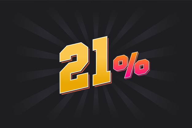 21 discount banner with dark background and yellow text 21 percent sales promotional design