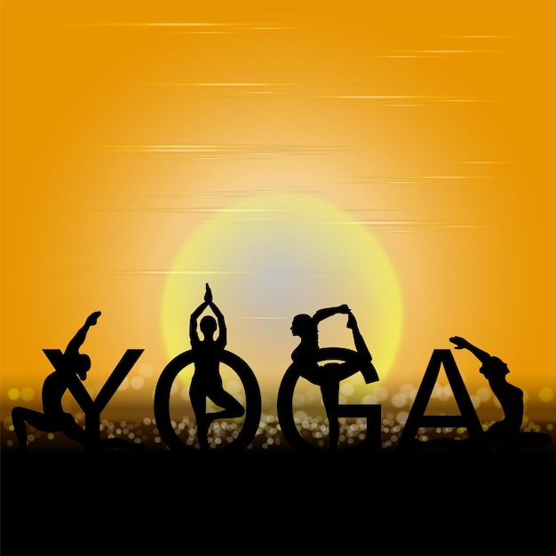 21 june-international yoga day,paper cut yoga body posture.