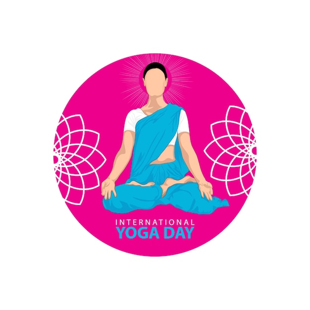 21 June- international yoga day, woman in yoga body posture. Vector