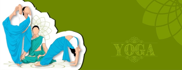 21 June- international yoga day, woman in yoga body posture. Vector