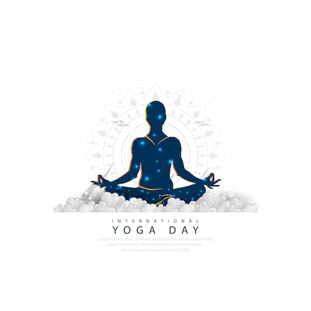 21 June- international yoga day, woman in yoga body posture. Vector