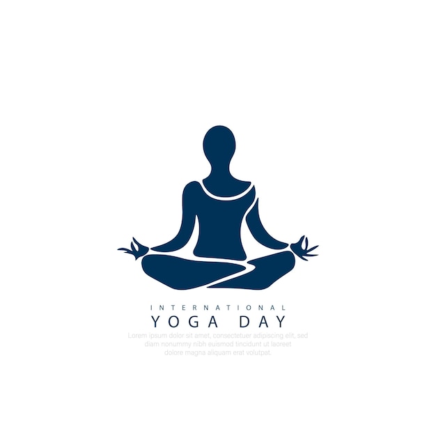 21 June- international yoga day, woman in yoga body posture. Vector