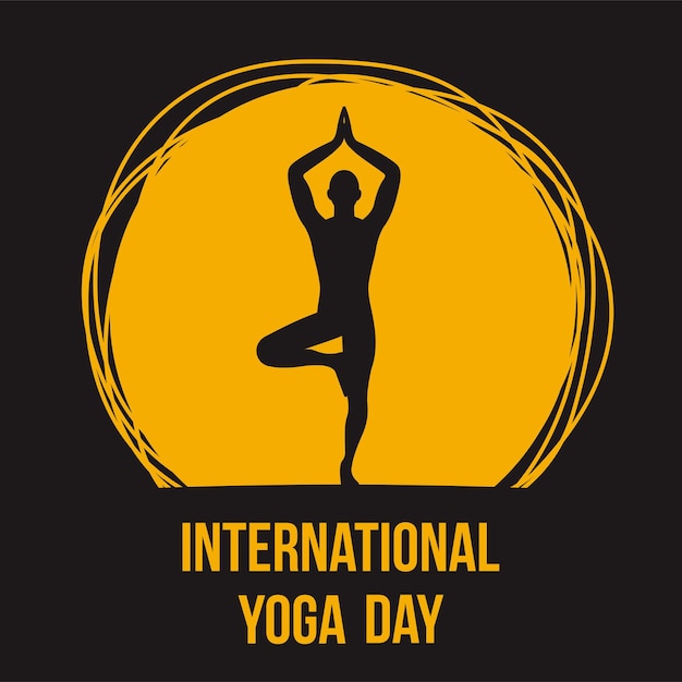 21 June international yoga day woman in yoga body posture Vector