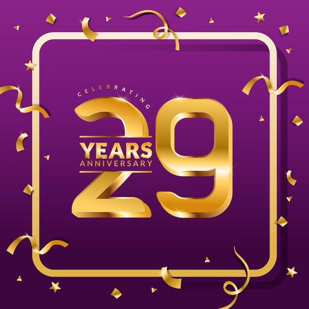 21 years anniversary vector banner template.birthday celebration banner with Golden numbers and conf