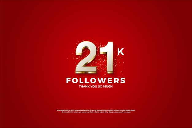 21k followers with silver 3d numbers.