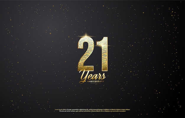 21st Anniversary with glowing gold numbers.