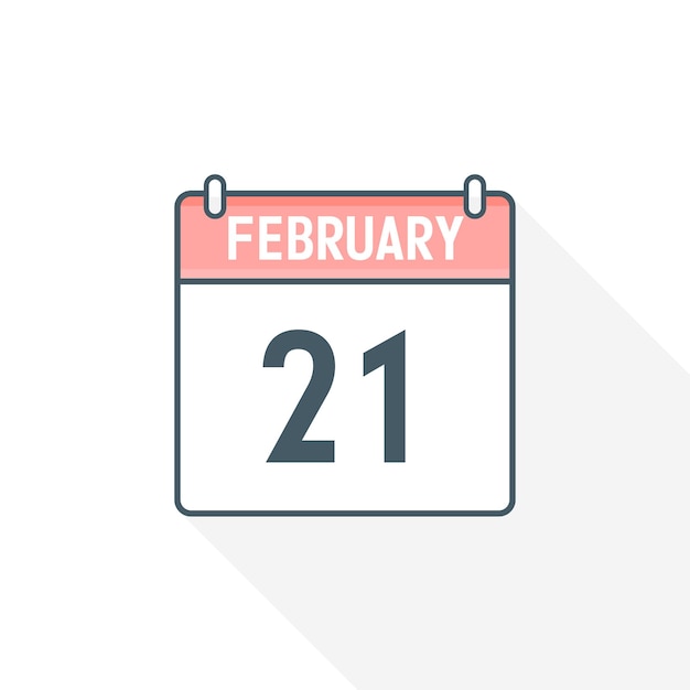 21st February calendar icon February 21 calendar Date Month icon vector illustrator